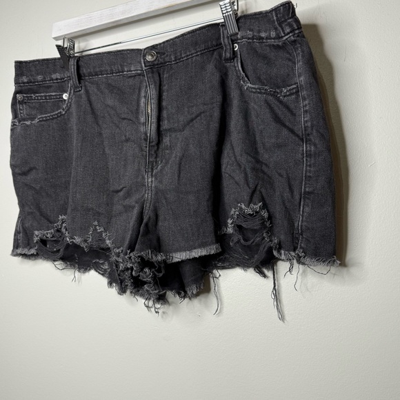 Aerie Black Distressed Jean Shorts - Picture 2 of 13